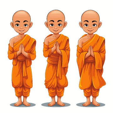 Vector of Buddhist Monks	
