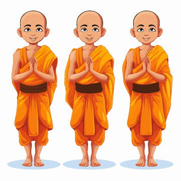 Vector of Buddhist Monks	