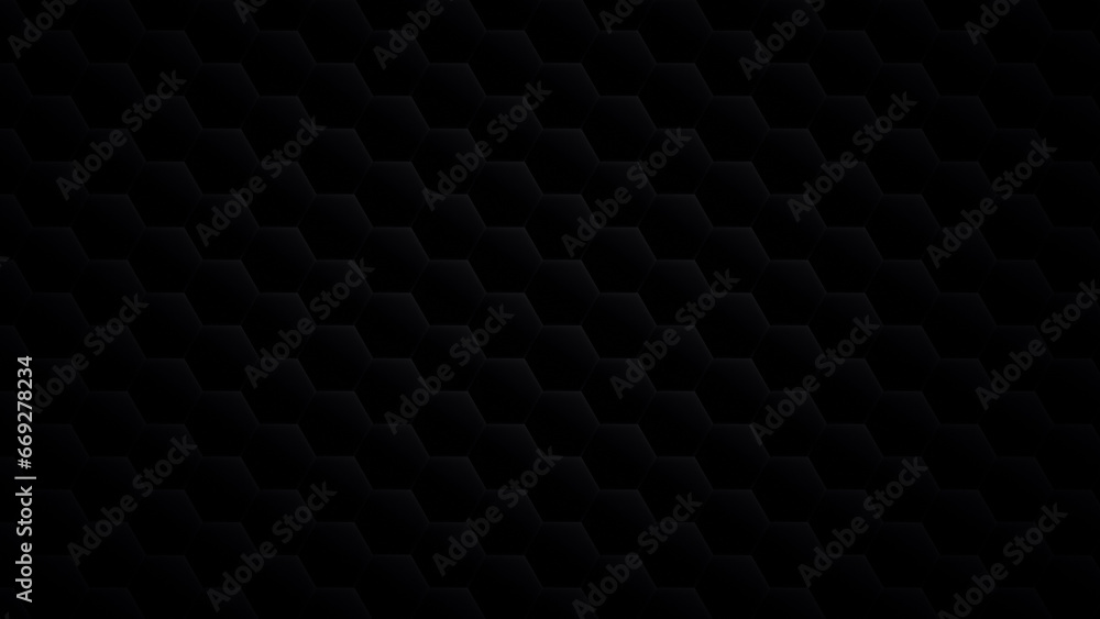 Poster black hexagon grid pattern with light effect. technology, connection and data concept. abstract dark