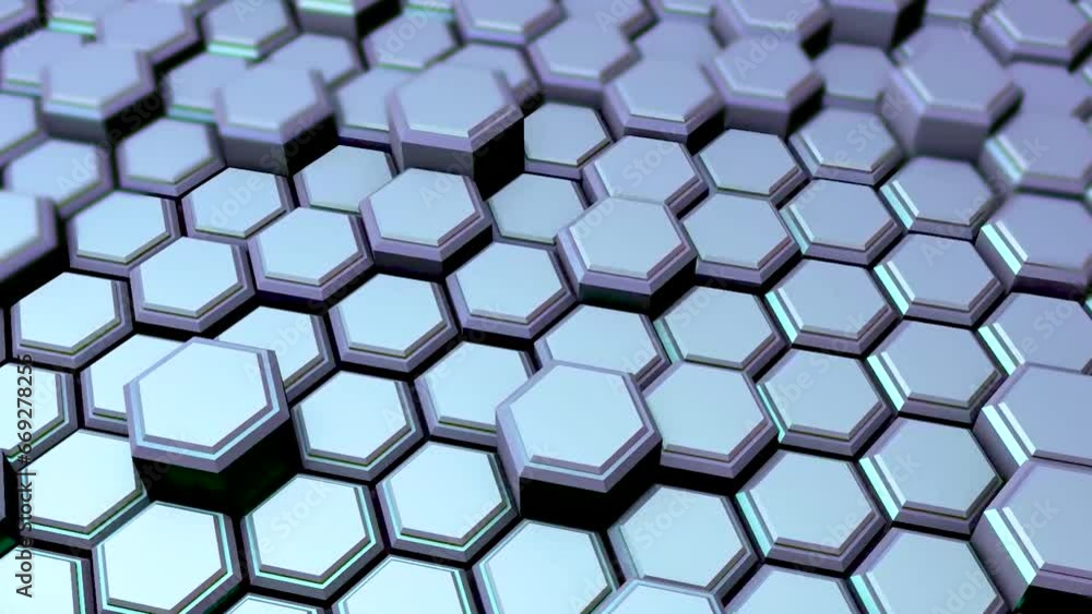 Poster abstract background or screensaver made of metal hexagons. footage for creating an intro. motion ani