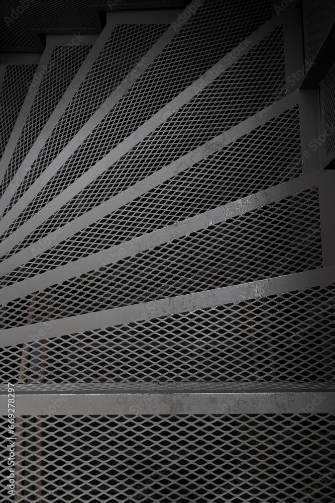 Poster empty metallic stairway viewed from above. abstract high resolution full frame background.