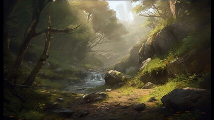 Beautiful mountain Impasto environment artwork painting photography image AI generated art