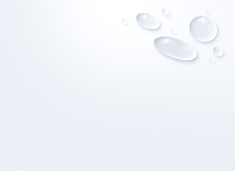 Waterdrops on a textured white paper background. Abstract high resolution background with copy space.