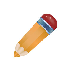 Cartoon colorful pencil isolated on white background. Yellow pencil vector illustration. 