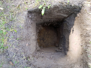 Excavation site for an urn burial
