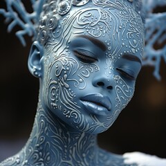 Beautiful winter goddess ethereal glow girl face wallpaper picture AI generated art