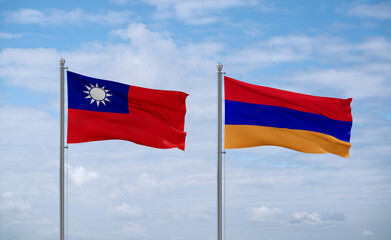 Armenia and Taiwan flags, country relationship concept