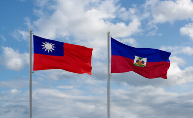 Haiti and Taiwan flags, country relationship concept