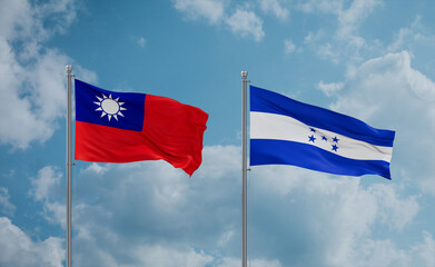 Honduras and Taiwan flags, country relationship concept