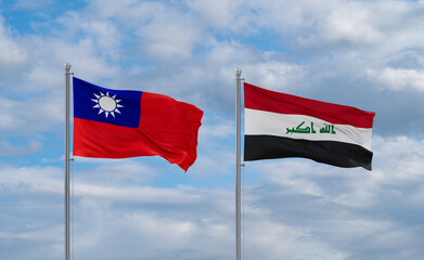Iraq and Taiwan flags, country relationship concept
