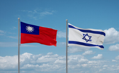Israel and Taiwan flags, country relationship concept