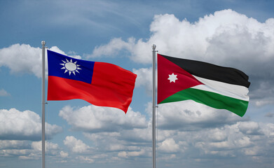 Jordan and Taiwan flags, country relationship concept