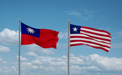 Liberia and Taiwan flags, country relationship concept