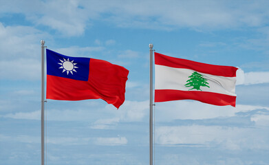 Lebanon and Taiwan flags, country relationship concept