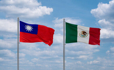 Mexico and Taiwan flags, country relationship concept