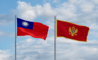 Montenegro and Taiwan flags, country relationship concept