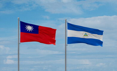 Nicaragua and Taiwan flags, country relationship concept