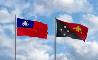 Papua New Guinea and Taiwan flags, country relationship concept