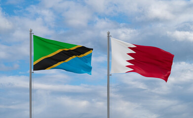 Bahrain and Tanzania flags, country relationship concept