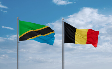 Belgium and Tanzania flags, country relationship concept