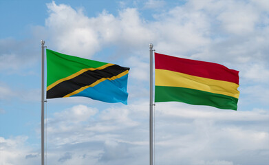 Bolivia and Tanzania flags, country relationship concept