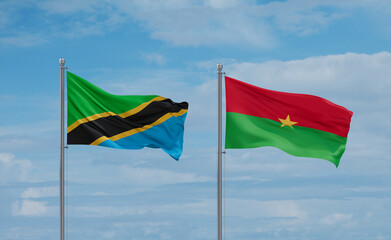 Burkina Faso and Tanzania flags, country relationship concept