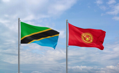 Kyrgyzstan and Tanzania flags, country relationship concept