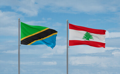 Lebanon and Tanzania flags, country relationship concept