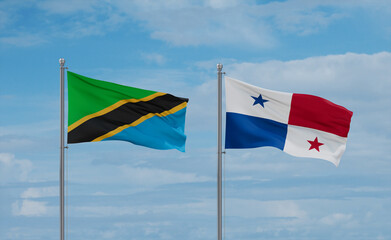 Panama and Tanzania flags, country relationship concept