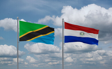 Paraguay and Tanzania flags, country relationship concept