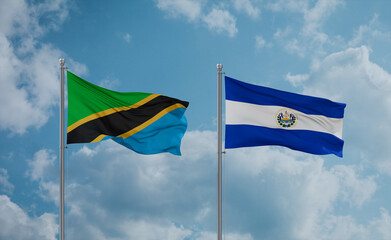 Salvador and Tanzania flags, country relationship concept