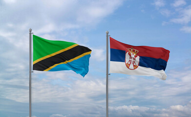 Serbia and Tanzania flags, country relationship concept
