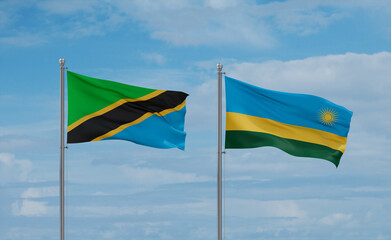Rwanda and Tanzania flags, country relationship concept