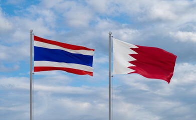 Bahrain and Thailand flags, country relationship concept