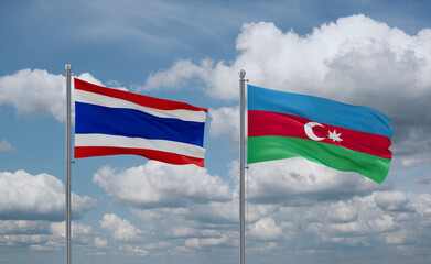 Azerbaijan and Thailand flags, country relationship concept