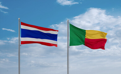 Benin and Thailand flags, country relationship concept