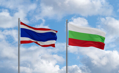 Bulgaria and Thailand flags, country relationship concept