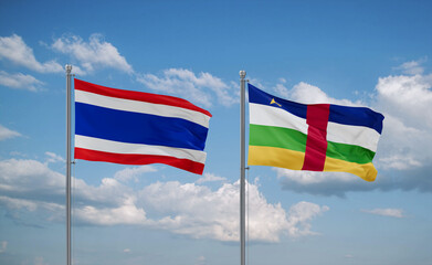 Central African Republic and Thailand flags, country relationship concept