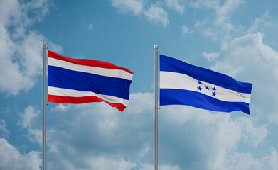 Honduras and Thailand flags, country relationship concept