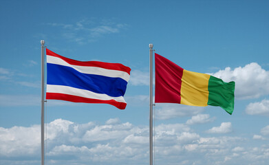 Guinea and Thailand flags, country relationship concept