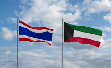 Kuwait and Thailand flags, country relationship concept