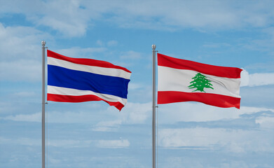 Lebanon and Thailand flags, country relationship concept