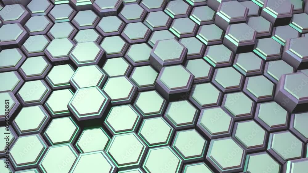 Poster abstract background or screensaver made of metal hexagons. footage for creating an intro. motion ani