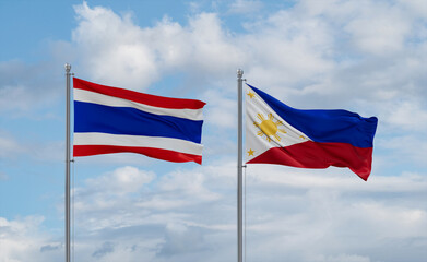 Philippines and Thailand flags, country relationship concept