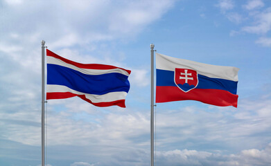 Slovakia and Thailand flags, country relationship concept