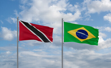 Trinidad, Tobago, and Brazil flags, country relationship concept