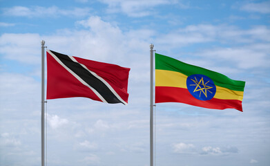 Ethiopia and Trinidad, Tobago, flags, country relationship concept