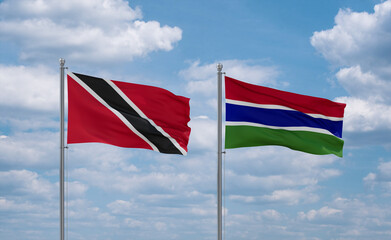 Gambia and Trinidad, Tobago, flags, country relationship concept