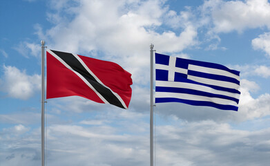 Greece and Trinidad, Tobago, flags, country relationship concept