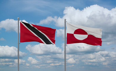 Greenland and Trinidad, Tobago, flags, country relationship concept